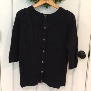 Button-back Navy Knit Sweater